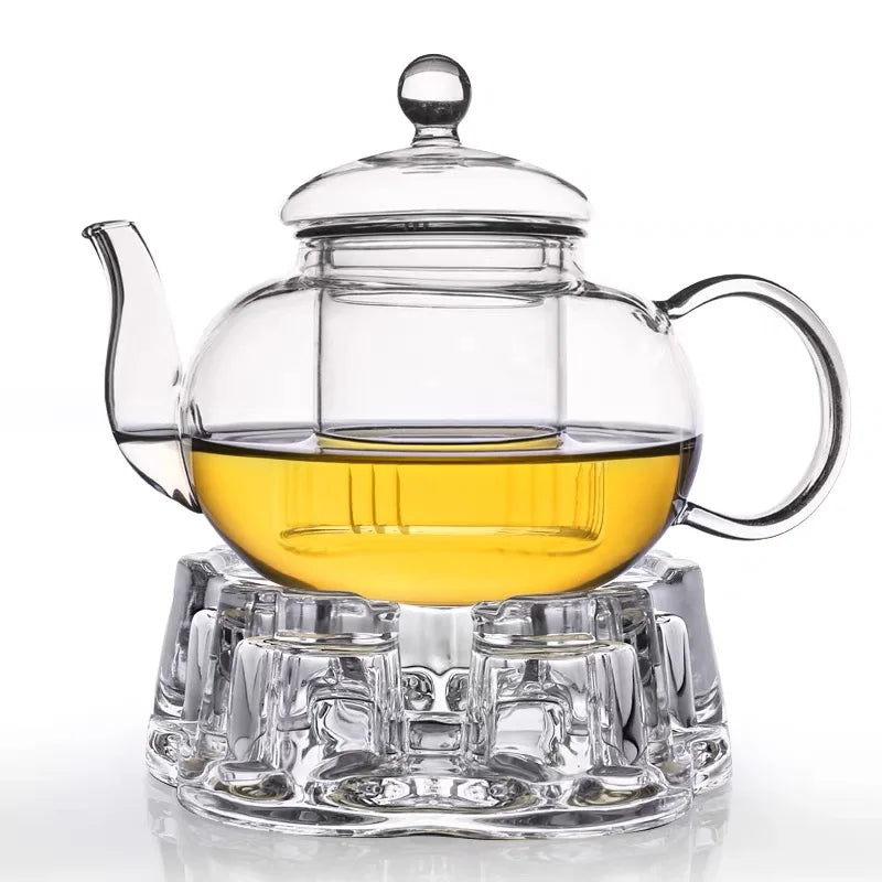 Teapot Set Coffee & Tea Sets Tea Brew CLASSIC Infuser and Warmer Borosilicate Glass With Glass for Loose Handblown Office