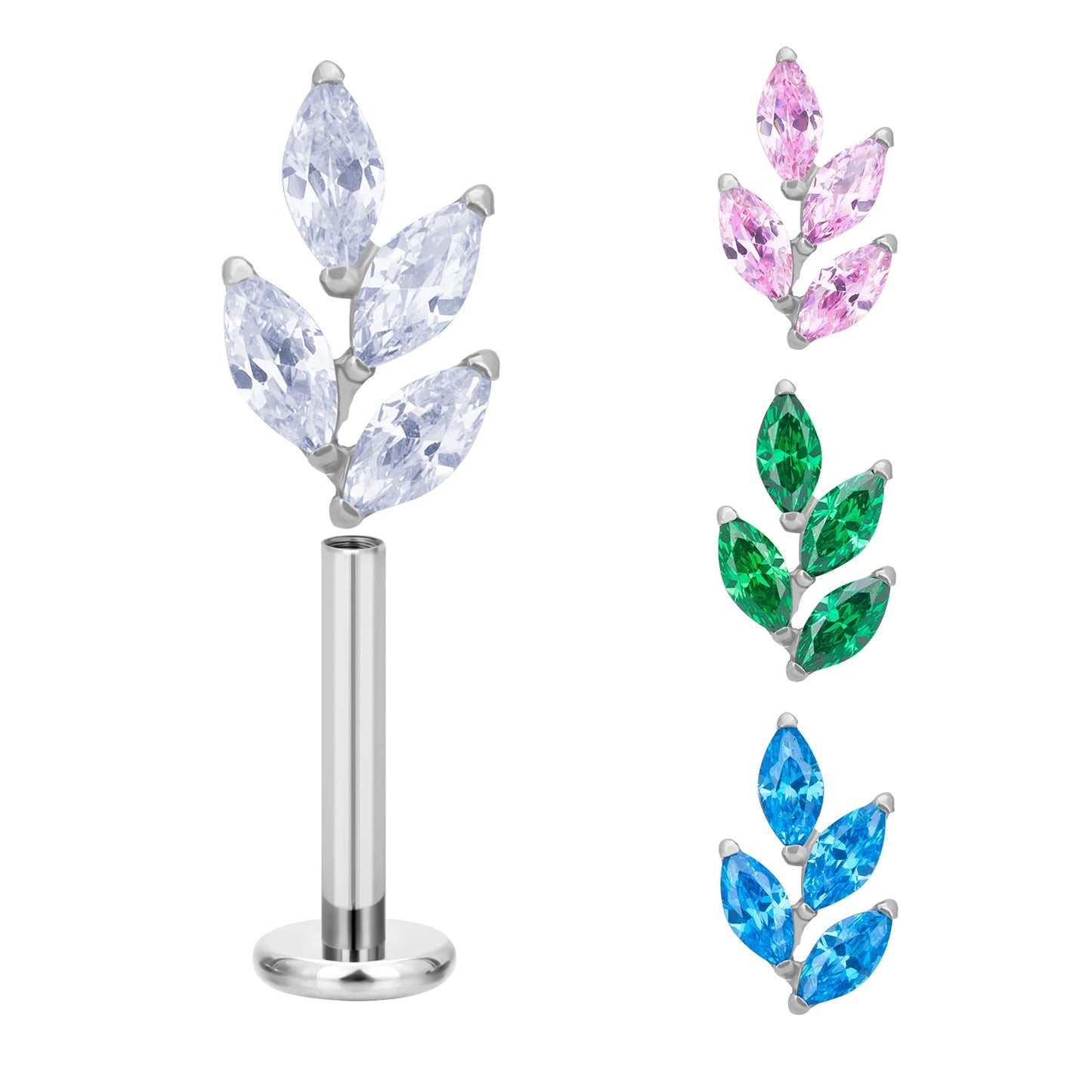 Fashion Earrings G23 ASTM F136 Surgical Grade Titanium Steel With CZ Stones Labret Lip Nose Rings Body Piercing Jewelry
