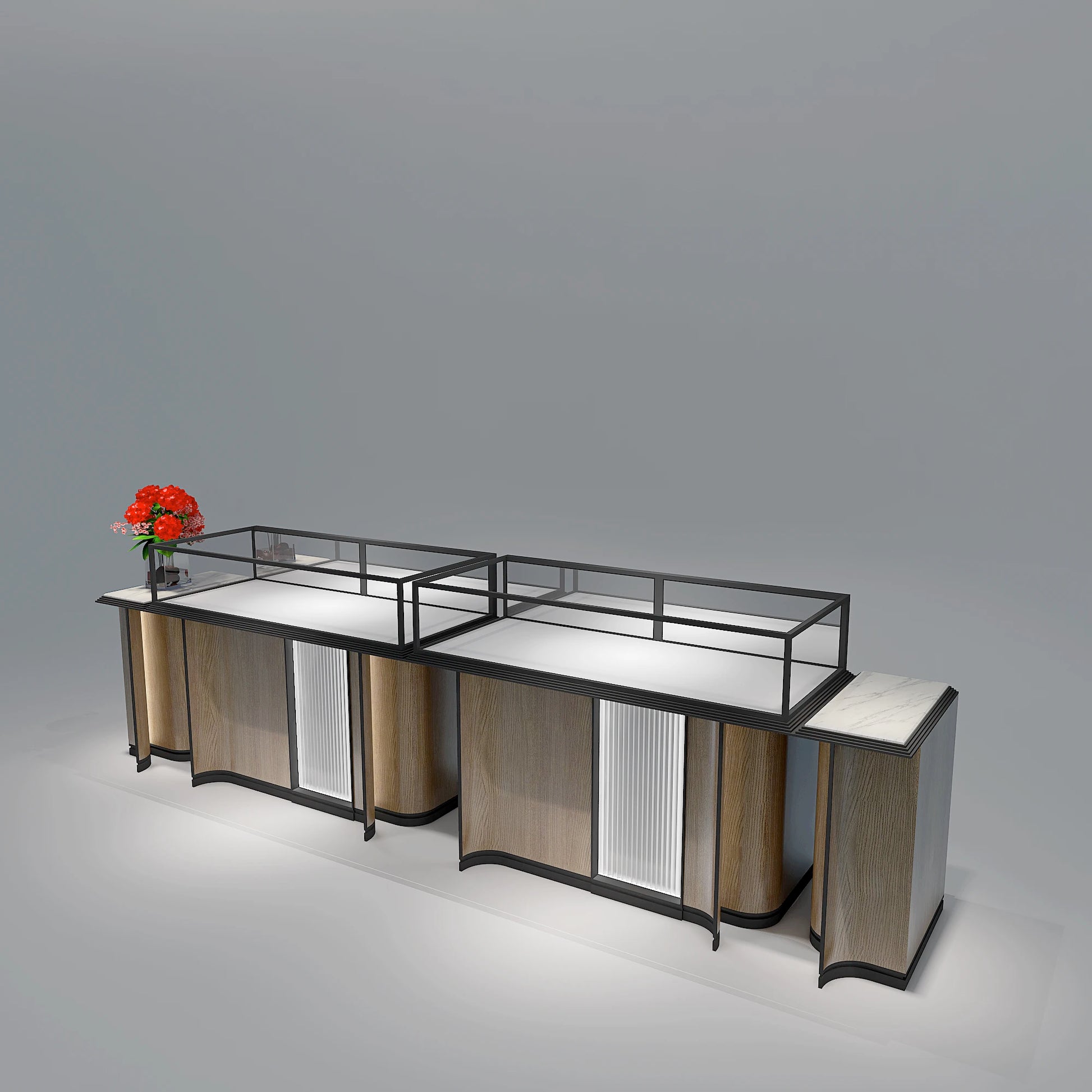 Custom Tall Cases Lock Design White Glass Counter Display Luxury Jewelry Showcase Cabinet With Led Strip Light