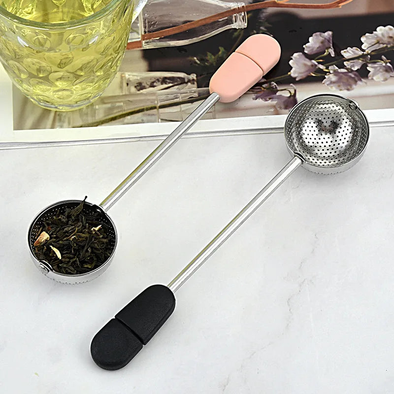 Wholesale Stocked Silver Stainless Steel Tea Infuser Ball Strainer Eco-Friendly with Long Handle