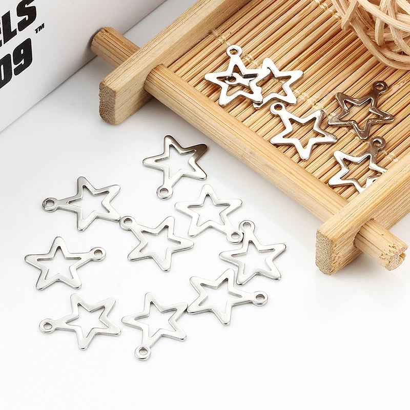 Small Size Star Pendant for Women Men 304L Titanium Stainless Steel Charms Polished Shiny Jewelry Findings and Accessories