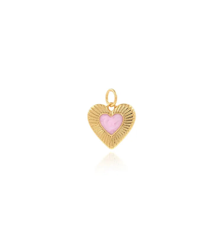 18K Gold Brass Enamel Heart Shape Charm Dangle Pendant for DIY Bracelet Necklace Jewelry Making