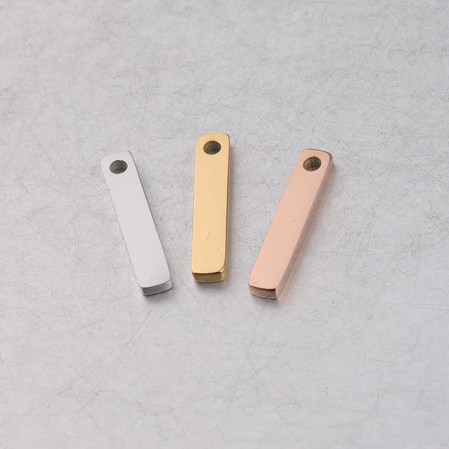 Engraved Blank Rectangle Jewelry OEM Stainless Steel Mirror Polished Engraved Pendants Colorful bar Necklace