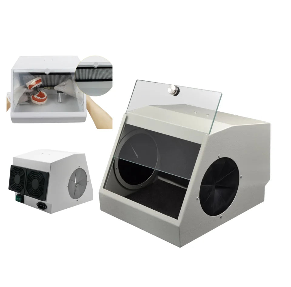 Dental Lab Equipment Sandblaster Dust Collector Lapping Protector Double Filter Dust-proof Case Grinding Polishing Box