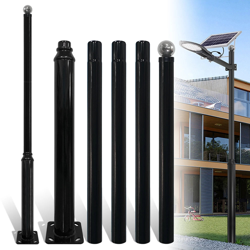 Combination Street Light Pole 5M 16ft Heavy Duty Steel Outdoor Light Post 16feet Split Design Easy to Install Garden Light Po