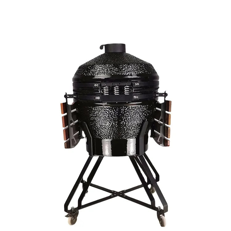 KIMSTONE 24 Inch Ceramic Charcoal Barbecue Fire Pit Cast Iron Barbecue Pizza Oven