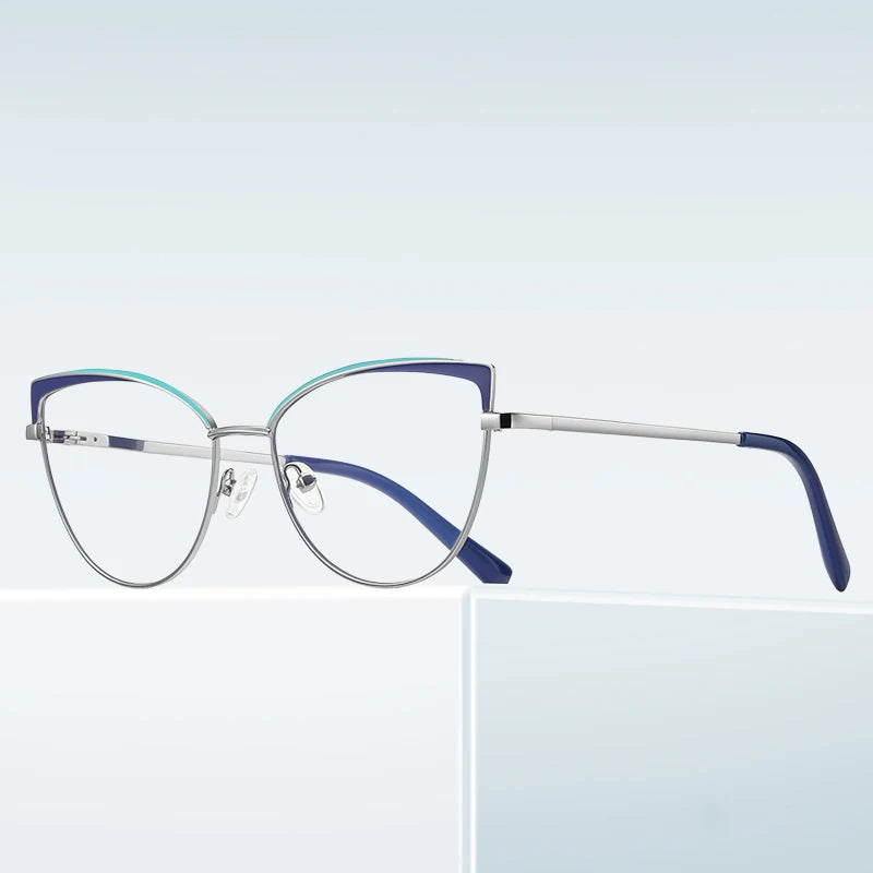 Logo Custom Computer Eyeglasses Anti Blue Light Metal Glasses Frame for Women Eyewear Frame