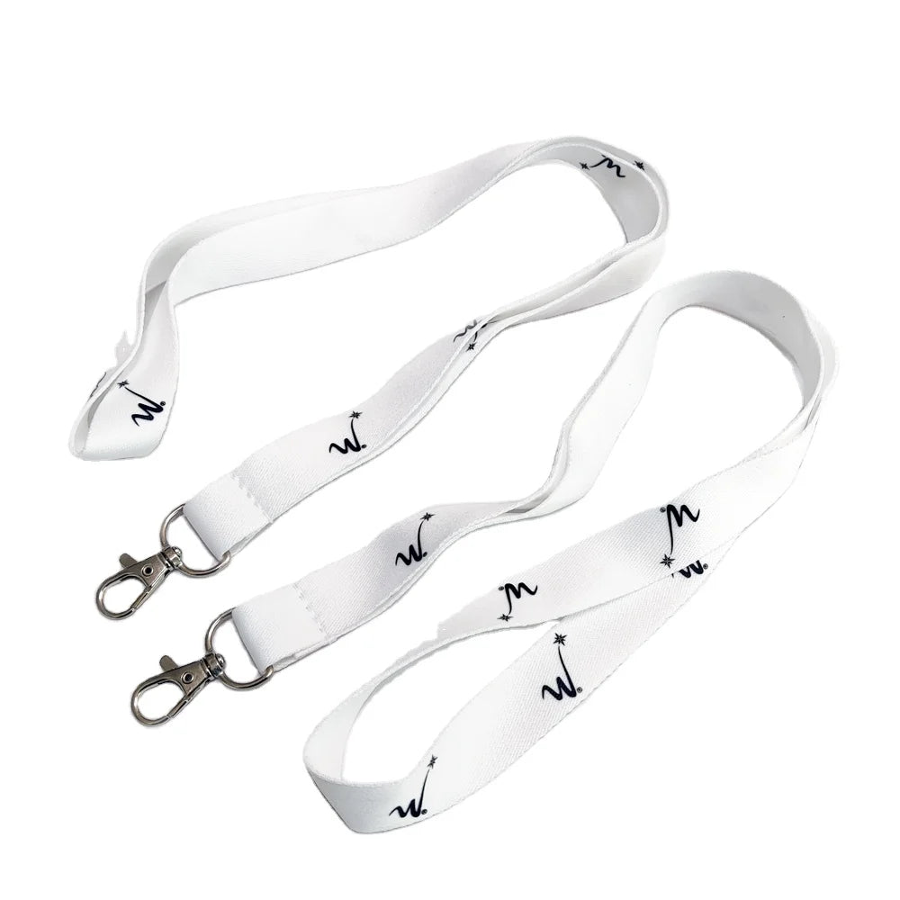 White Polyester High Density Weaving One Color Printing Logo Simple Neck Key Chain Lanyards