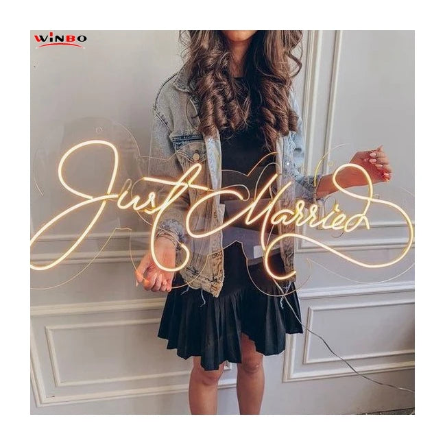 Manufacture Custom Neon Sign Party Decor New Design Business Logo Wall Decor Just Married LED Neon Light Sign Custom Led Ligh