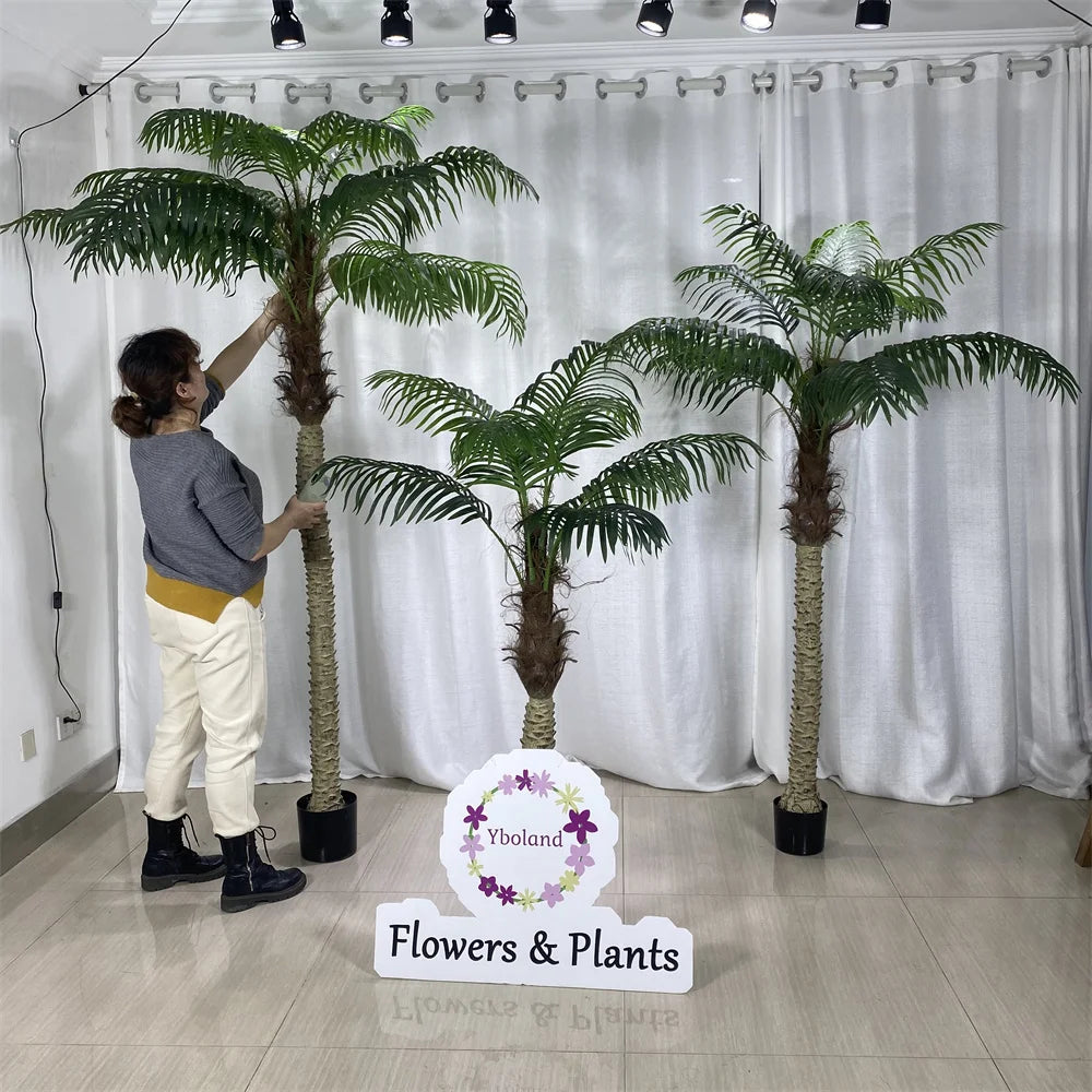 A1290 5 - 10 FT Large 9FT Fake Potted Bonsai Trees 2m Big Plastic Artificial Indoor Outdoor Decor Plant Tropical Areca Palm T