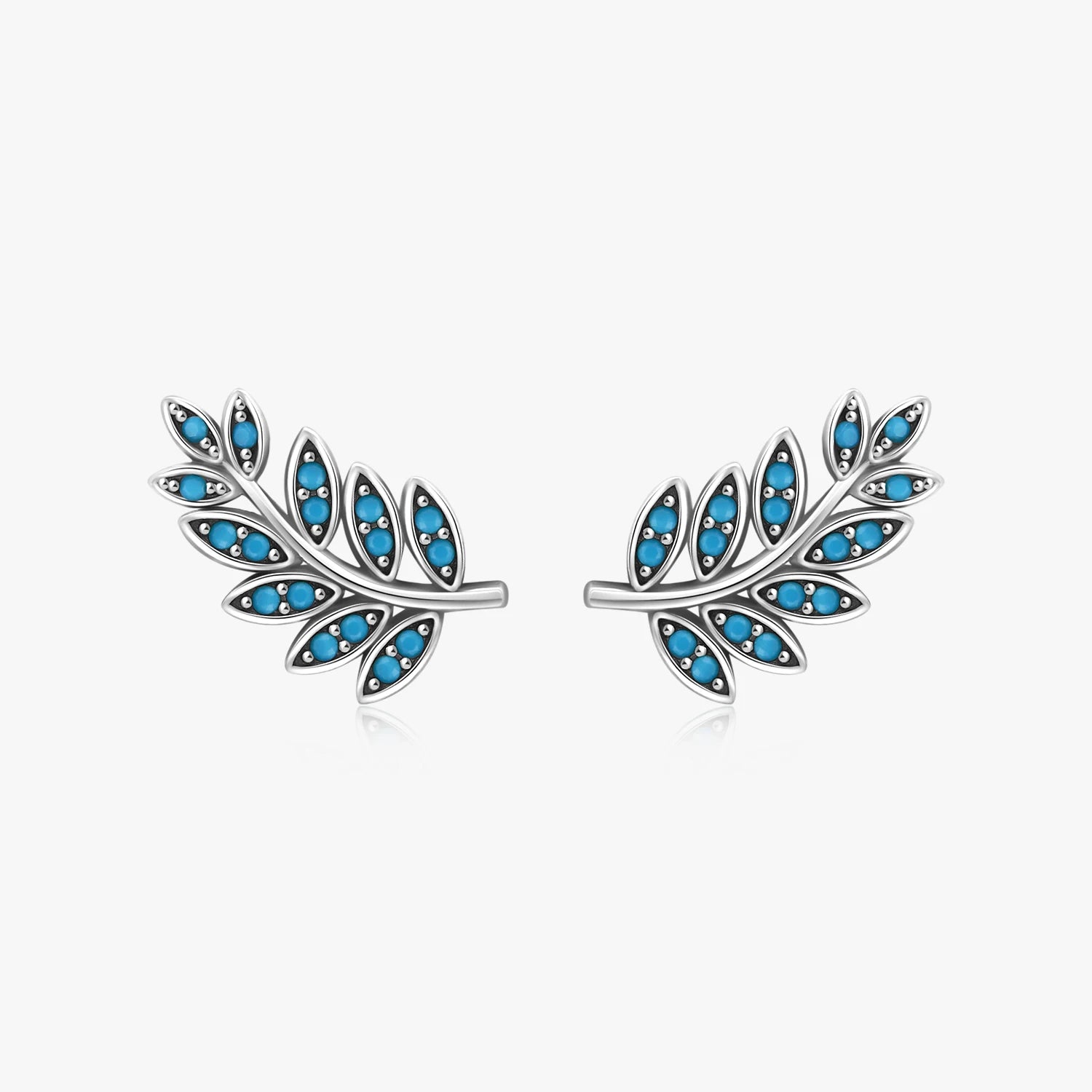 925 Sterling Silver Vintage Leaf Earrings Luxury Natural Turquoise Stud Earrings for Women Anniversary Gift Fine Jewelry