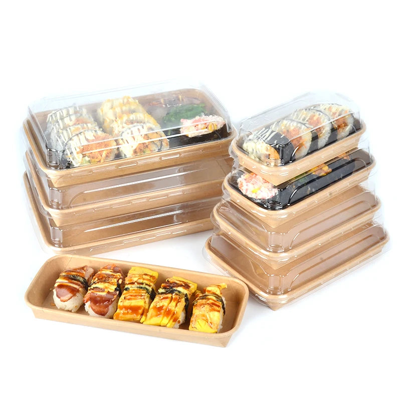Factory Wholesale Fast Food Grade Synthetic Paper Box Custom Fruit Salad Container Sushi Box Matt Lamination Embossing