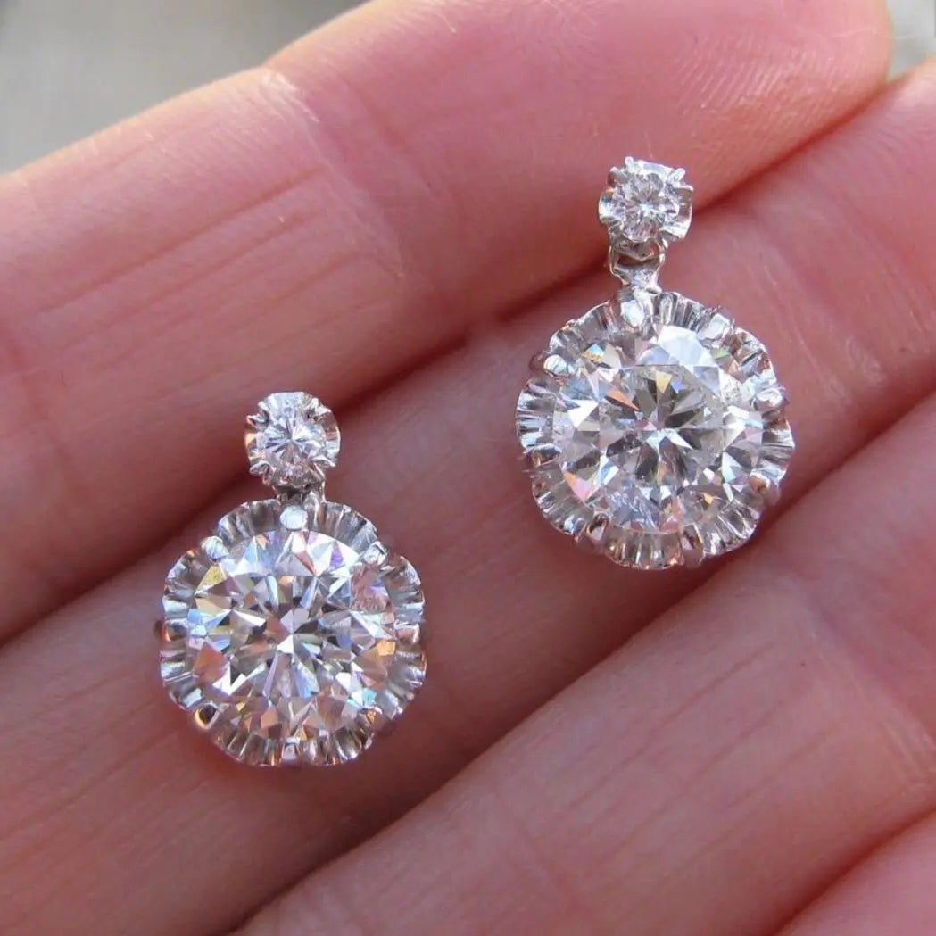 CAOSHI New Trendy Women's Earrings Silver Color White CZ Stone Chic Girls Accessories Versatile Design Fashion Jewelry Wholes