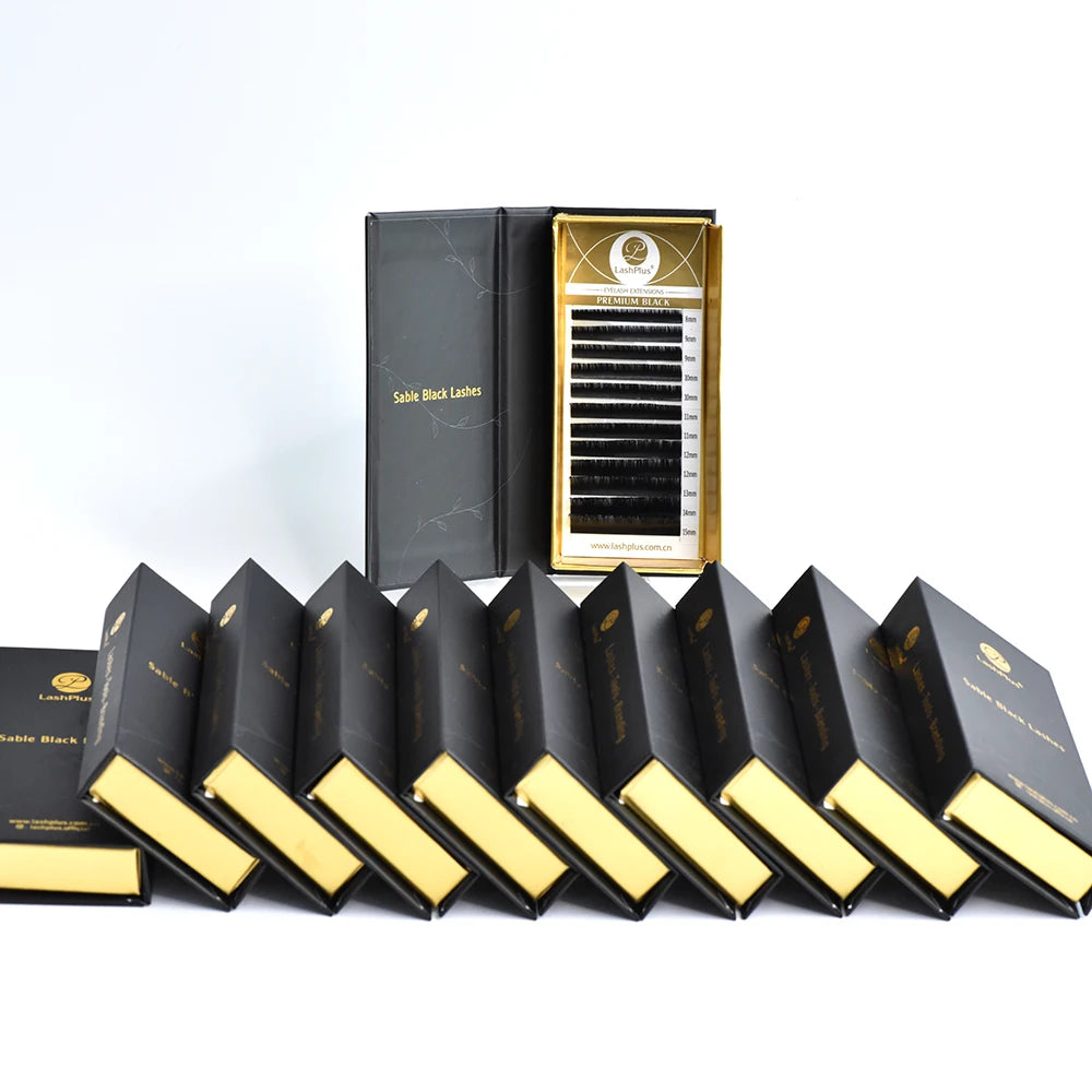 LashPlus Supplier Russian Volume 0.03 0.05 0.07mm J B C CC D Curl Eyelash Extension Easy to Creat Mega Volume Easy Fans Eyela