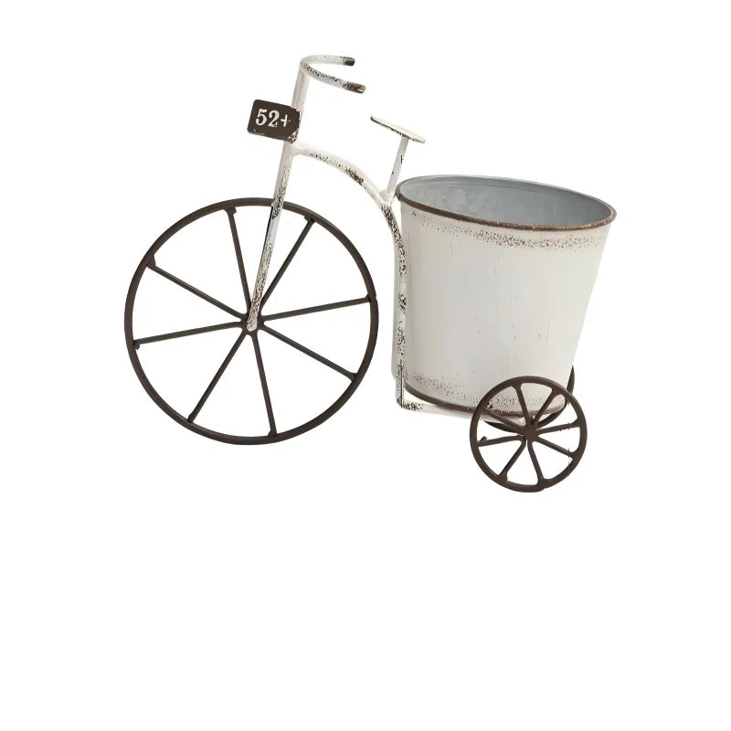 Iron Art Vintage Distressed Flower Pot Outdoor Garden Decoration with Iron Succulent for Glass Drinkware