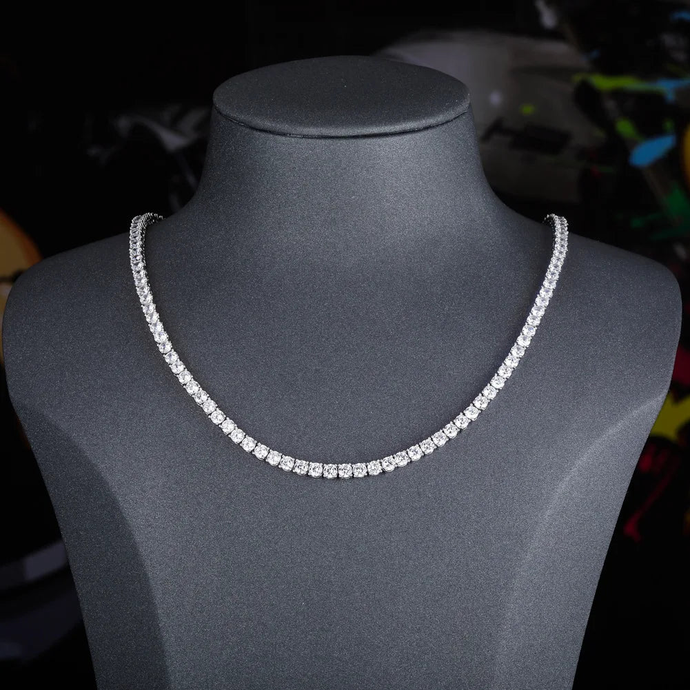 Hip Hop Jewelry Collection: Iced Out Gold Plated Tennis Chain Set with 3mm 4mm 5mm White Gold AAA CZ