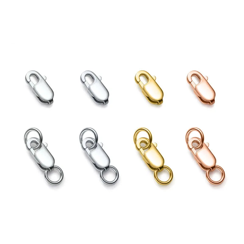 Various Sizes Gold Plated S925 Sterling Silver DIY Jewelry Findings Manufacturer Square Buckle Lobster End Clasps With O Ring