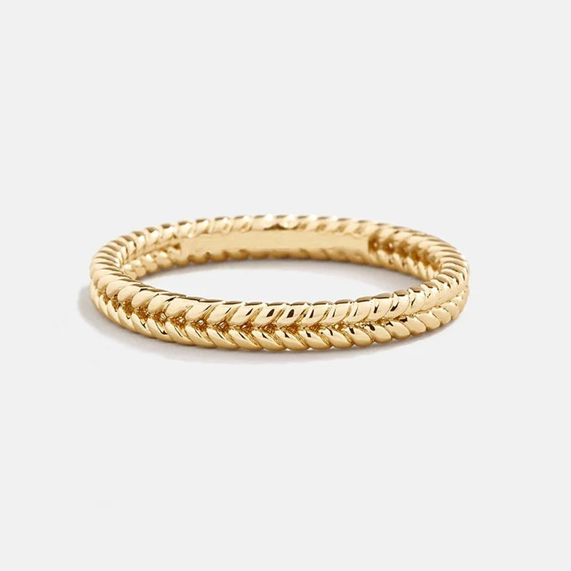 Fine Jewelry Customs 18K Gold Plated 925 Silver Jewelry Wheat Shaped Ring High Polished Ring for Women