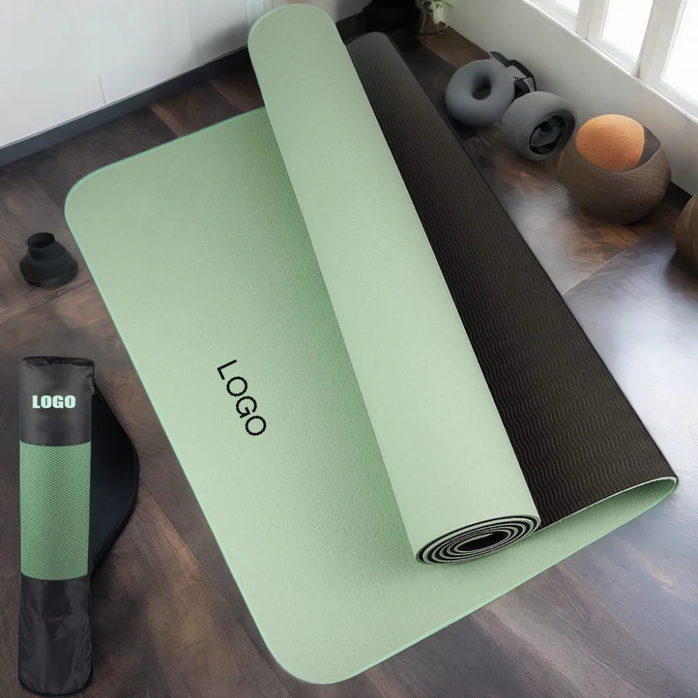 Free Sample Custom Printed Eco-friendly TPE Gym Thick Yoga Mat Set 6mm Non-Slip Travel Yoga Mats with Logo