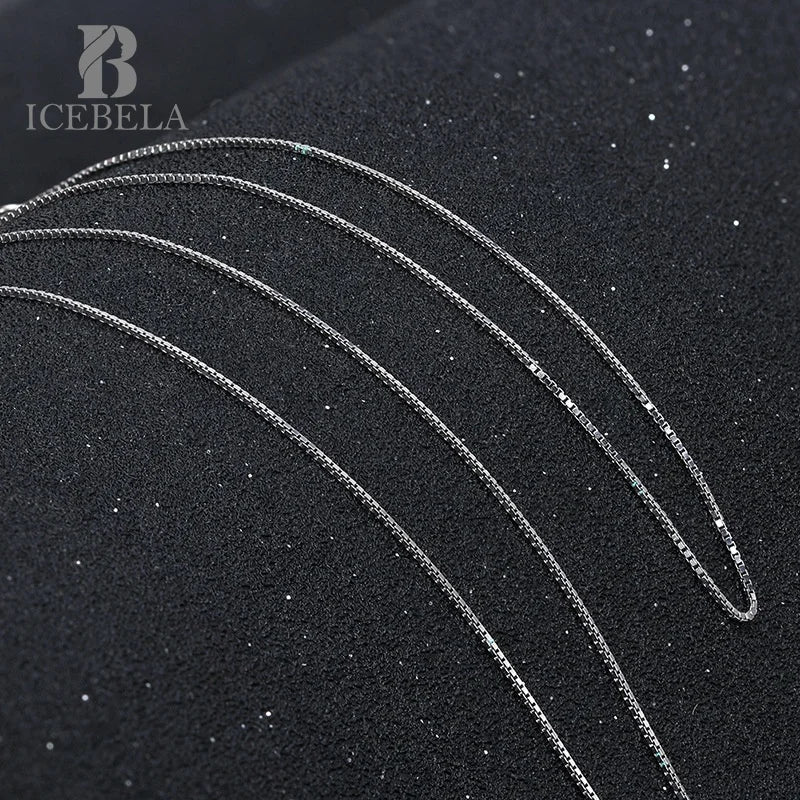 ICEBELA Minimalist Thin 0.6mm Box Chain Necklace Supplier Icebella Fine Jewelry 925 Box Silver Women Chain Necklace