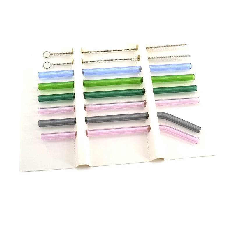 10mm Glass Straws Customizable Reusable Straws Set with Case for Stanley Cup 1 Piece Customized Bar Accessories Drinking Stra