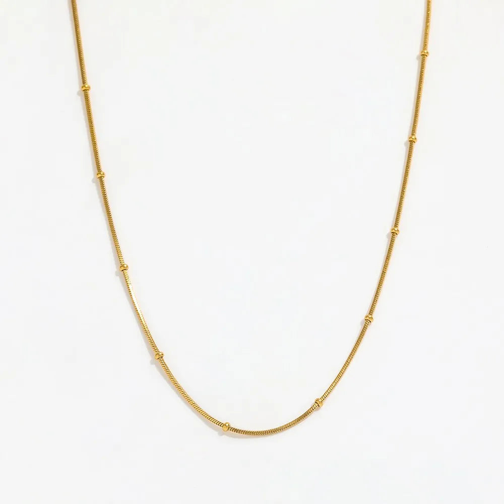 Fenny 18K Gold Plated No Fade Dainty Fine Beads Snake Chain Necklace Trend for Women Stainless Steel Jewelry Wholesale