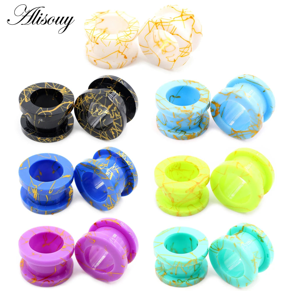 Wholesale 2mm-12mm Line Pattern Acrylic Screw Ear Gauges Flesh Tunnels Plugs Stretcher Expander Earring Piercing Body Jewelry