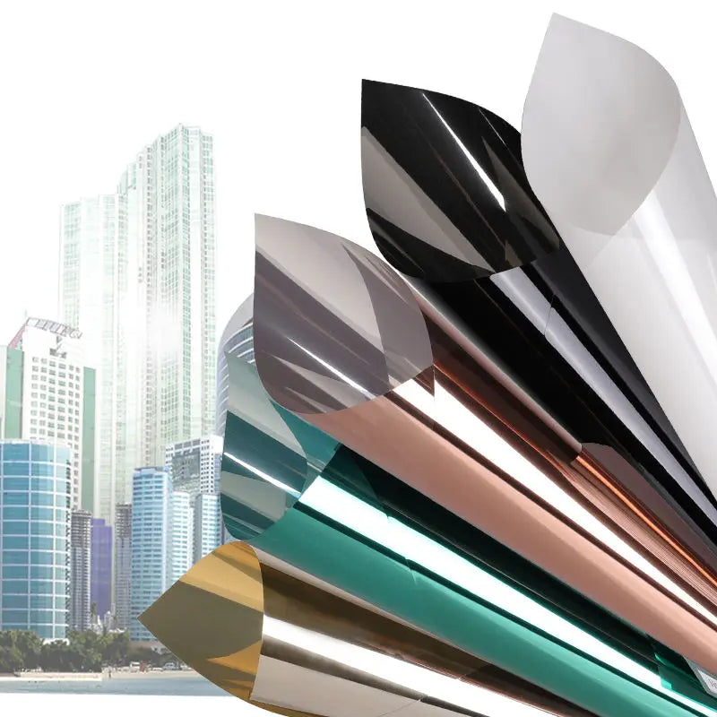 Self-Adhesive One-Way Mirror Window Tint 60 CM Home Privacy Glass Film Sticker Silver Grey Blue Decorative Building Window Fi