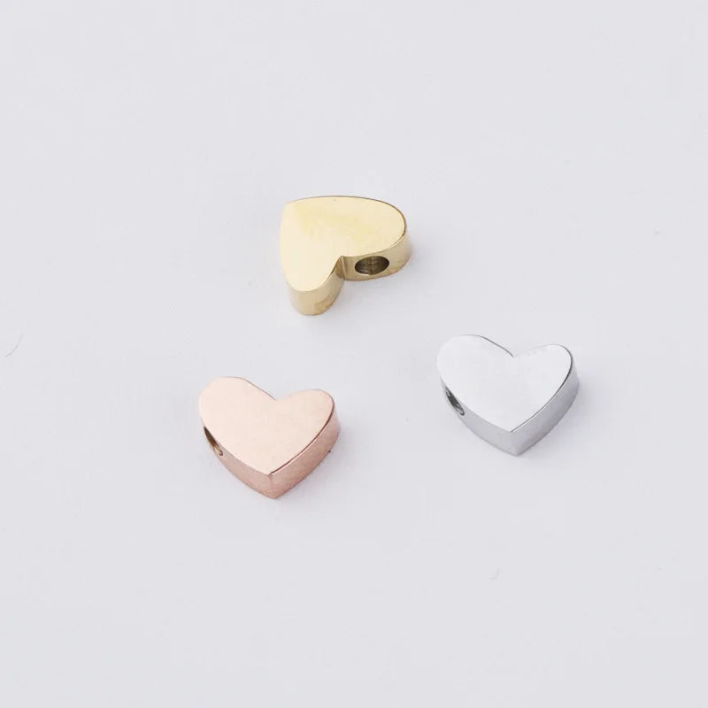 High Quality Stainless Steel Mirror Polished 5.9*6MM Hole Heart Jewelry Pendant Simple Personalized Love Gold Heart Charm
