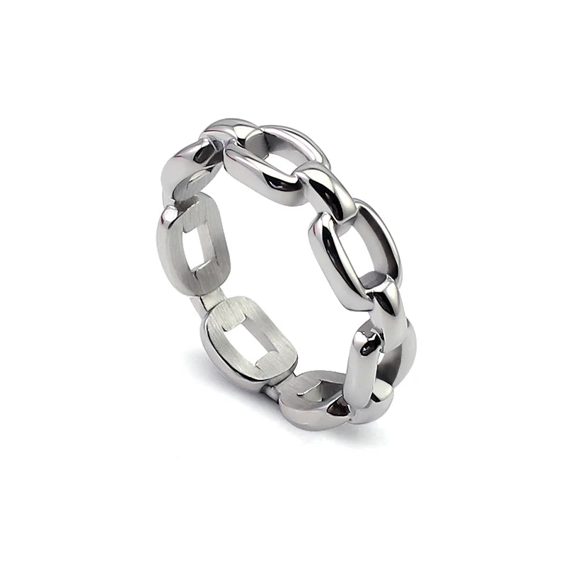 New Personality Rings Simple Couple Stainless Steel Chain Anniversary Ring for Women Man TRENDY Rings