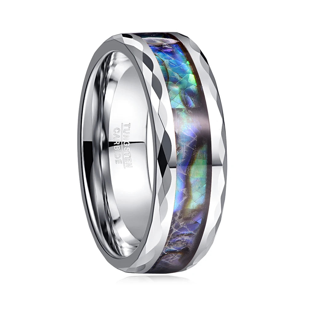 Wholesale Alin Tungsten Carbide Engagement Rings Shell Opal Inlay for Man Women Trendy Collection