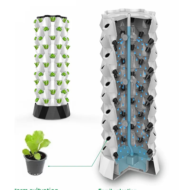 Indoor Hydroponic Growing Systems Vertical Hydroponic Garden Planting Pot Tower Plastic Logo Customized OPP OEM Modern 3 Colo