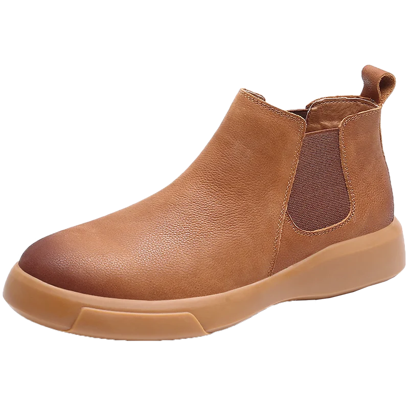 Factory Supply Custom LOGO Service Thick Sole Ankle Men Chelsea Boots Shoes for Men Leather
