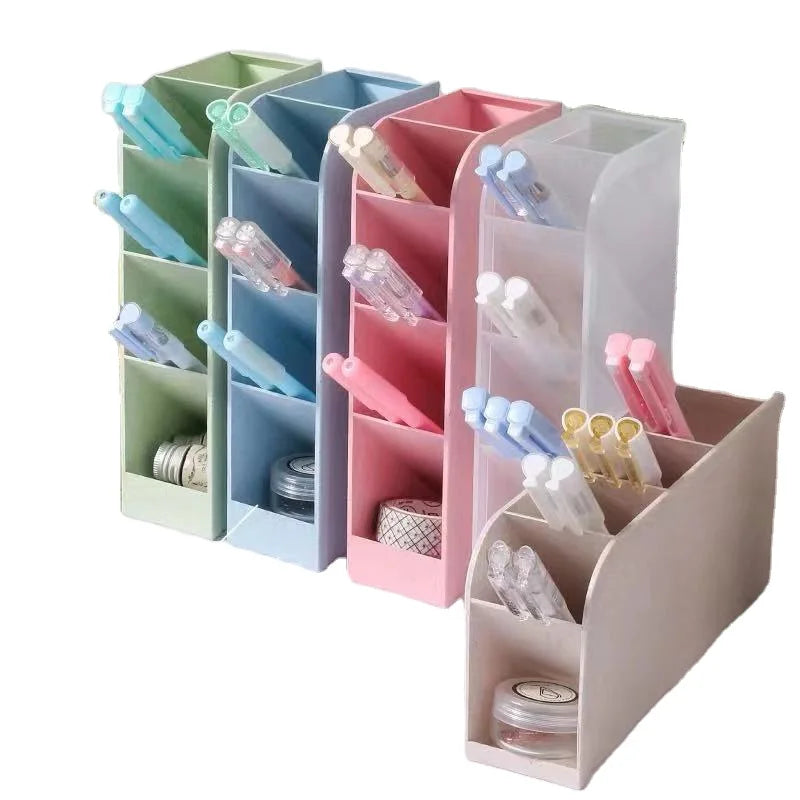 Custom PP Plastic Modern Cute Pen Stand Holders Living Room Storage Office Organizer Desktop Pen Holder Space-Saving