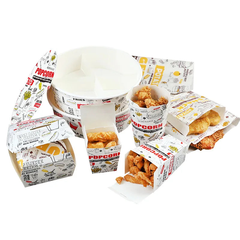 Disposable Burger Box Fries Boxes Chicken Legs Wings Takeaway Packing Boxes Wholesale