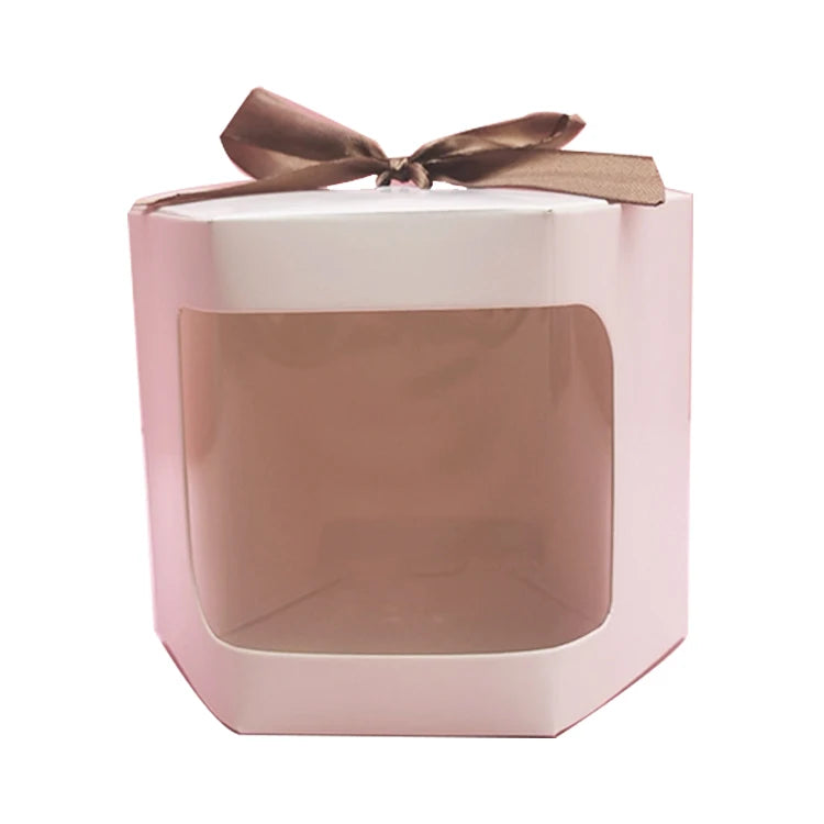 Gift  Hexagonal Paper Box with Window Folding Craft Gift  Cake Candy Color Box Wedding Party Birthday Gift Box