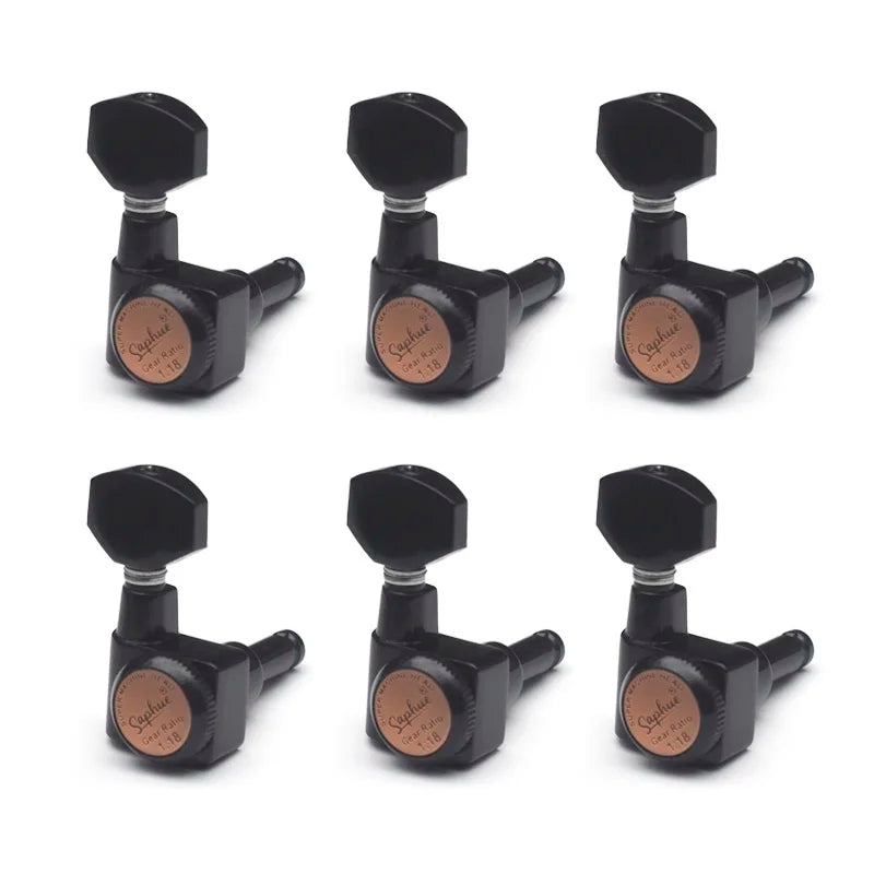SAPHUE 6 In-line Guitar Locking Tuners  Screw-Free 1:18 Locking Tuning Key Pegs Tuners Screw Less for Guitar Black/Gold/Chrom