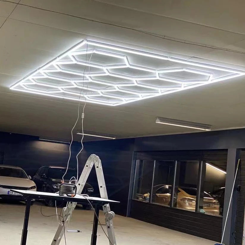 Hexagon Garage Lights Car Paint Inspection Hexagon Led Light for Ceiling Lamp Light 50 DC White Rechargeable Lithium Battery 