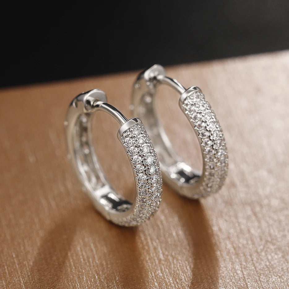 CAOSHI Full Cubic Zirconia  Earrings for Women Bling Bling Temperament Women Luxury Bridal Wedding Hot Selling Hoop Earrings
