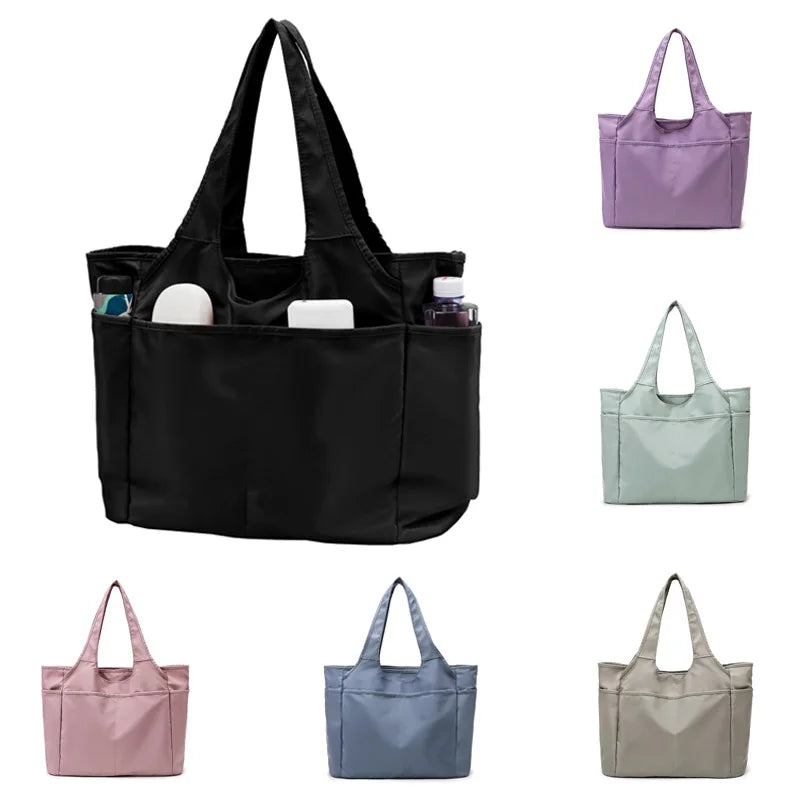 Qetesh Beach Tote Bag Customization Fashionable Design Large Capacity Multi-pocket Solid Color Travel Tote Bag for Women