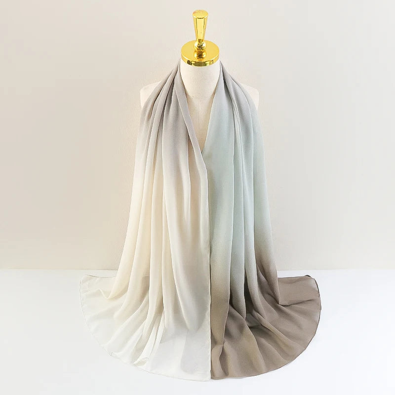 Hot Sell 4-color Gradient Chiffon Hijab Jersey Supplier Women Chiffon Summer Scarfs for Women Stylish Muslim Chiffon Hijab