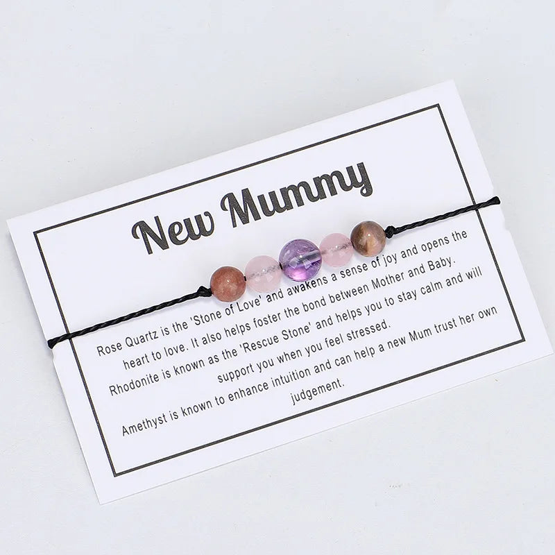 New Factory Supply Custom New Mom Gemstone Amethyst Rope Bead Bracelet for Mother Jewelry Gift