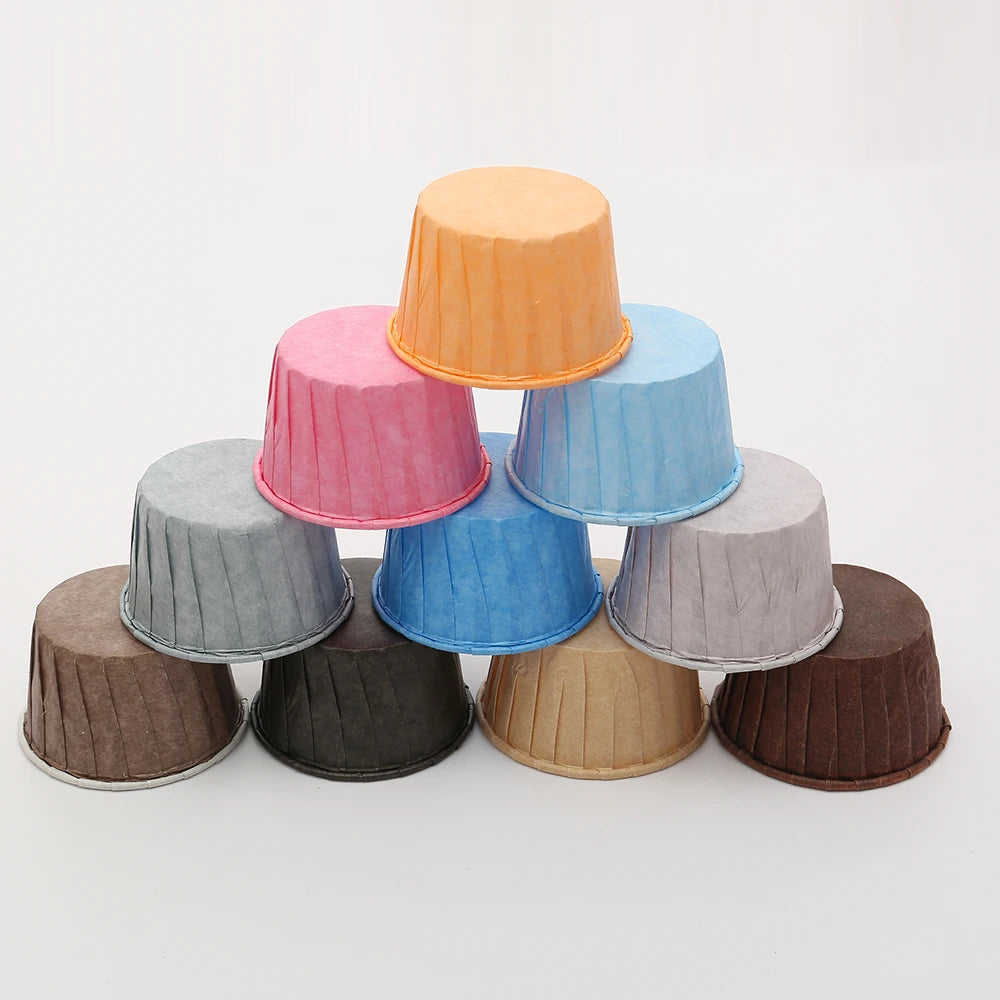 5*4cm 100pcs/bottle Disposable Soy Ink Printed Easy Separated Pure Color Rolled Rim Cake Cup Liners for Baking