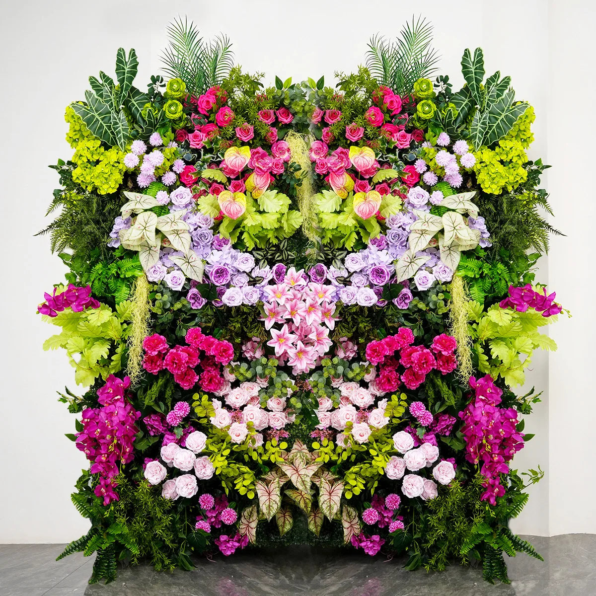 LD06 8*8ft 3D 5D Roll up Flower Wall Backdrop Wedding Rose Backdrop Fabric Floral Wall  Green Flower Wall Panel