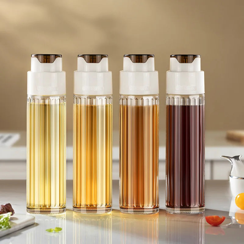 0.5L Household Kitchen Seasoning Glass Bottle Vinegar Soy Sauce Bottle Convenient Opening and Closing Gravity Cooking Oil Bot
