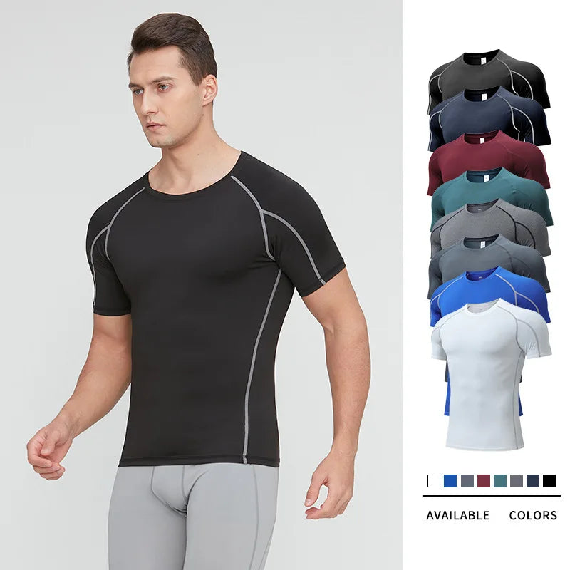 Men's Tights Short Sleeve Sports Running Training Clothes Basketball Fitness Clothes Quick Drying Short Sleeve T-shirt