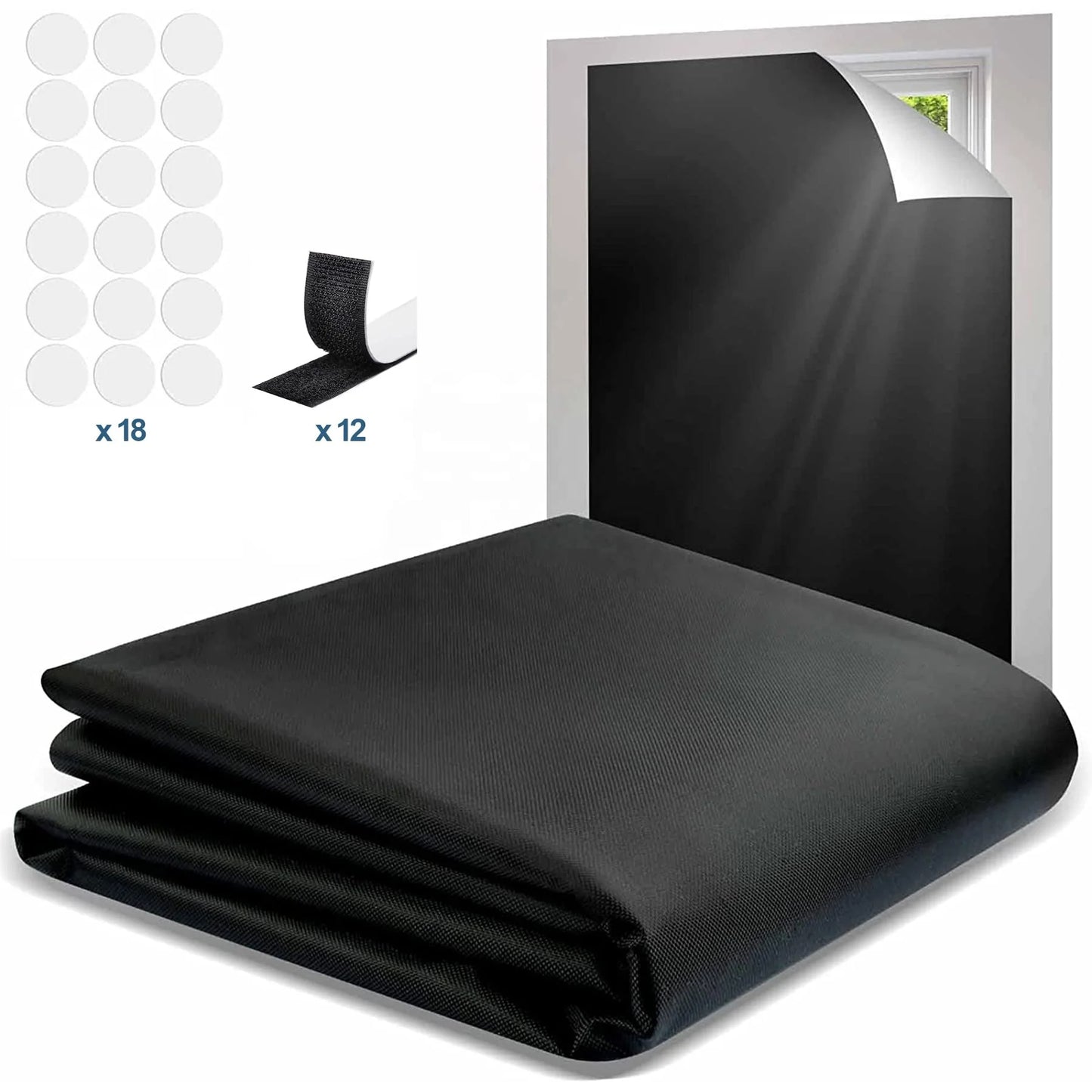 YA SHINE Indoor Window Blinds for Window Shade Black Fabric Blackout Blinds Shade Portable DIY Blackout Curtains for Bedroom