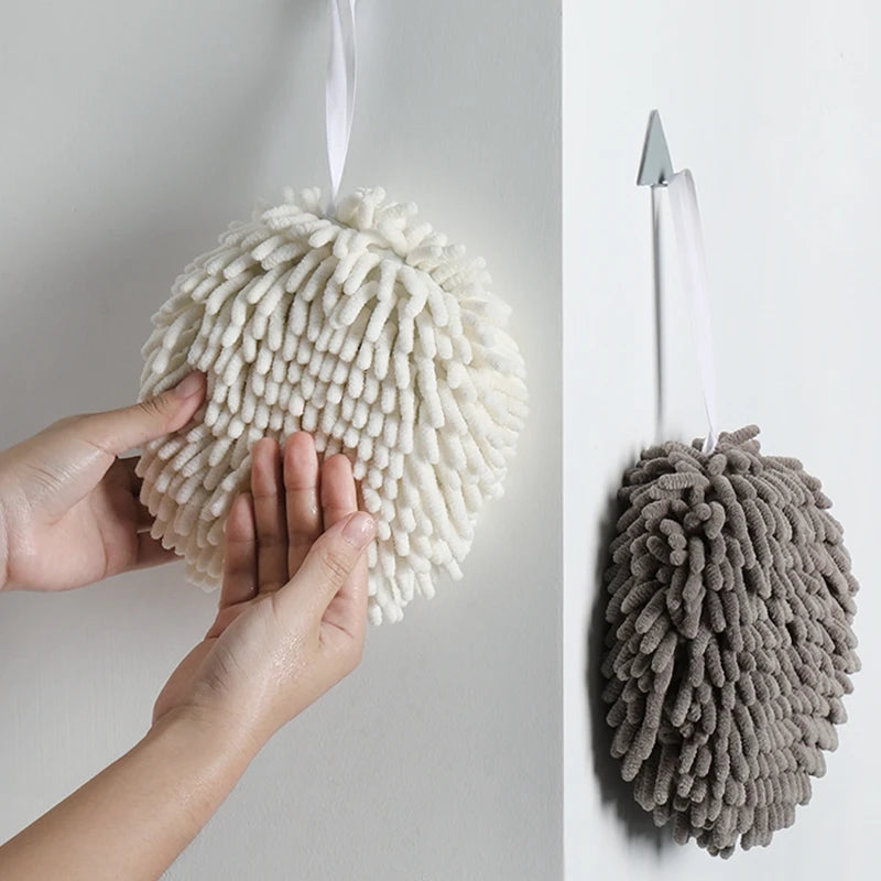 Solid Color Soft and Comfortable Hanging Hand Towel for Kitchen Bathroom Hotel Cleaning-Water Absorbent Tool