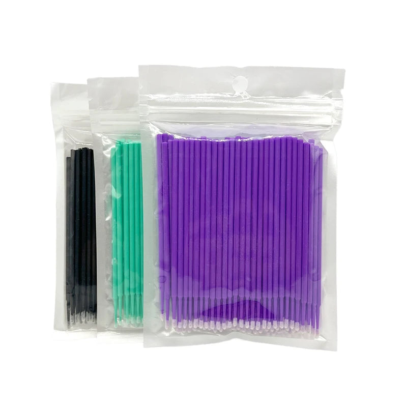 100 Pcs Applicator Pink Oral Disposable Tool Cotton Glitter Lab Lash Dental Micro Stick Wand Swab Extension Microbrush Brush 