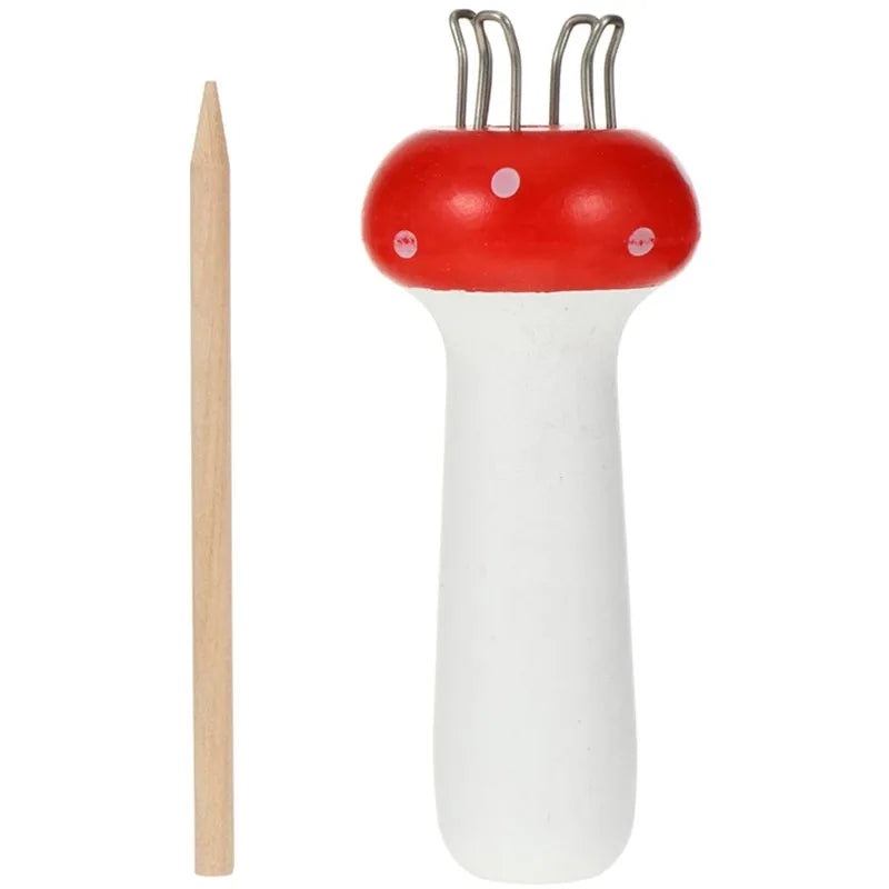 French Rope Knitting Doll Maker Carfts Tools Red Mushroom Shaped Knit Spool Loom Wood Yarn Diy Knitting Loom Toy